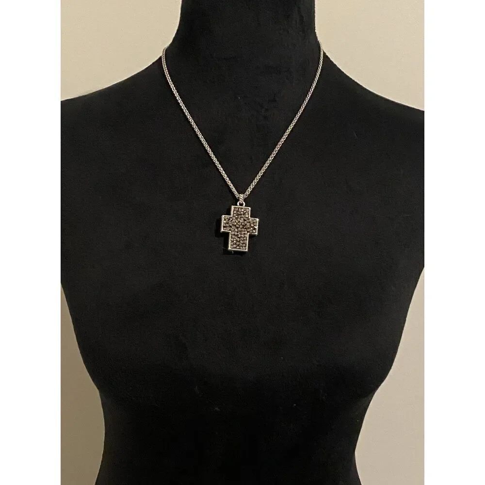 Brighton Crystal Rocks Cross Retired Pendant Necklace
